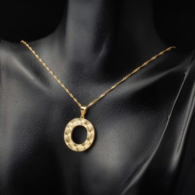 14 Ayar Altın 3 Boyutlu İşlemeli O Harfi Kolye - 14K - 3.27g - EZ Gold