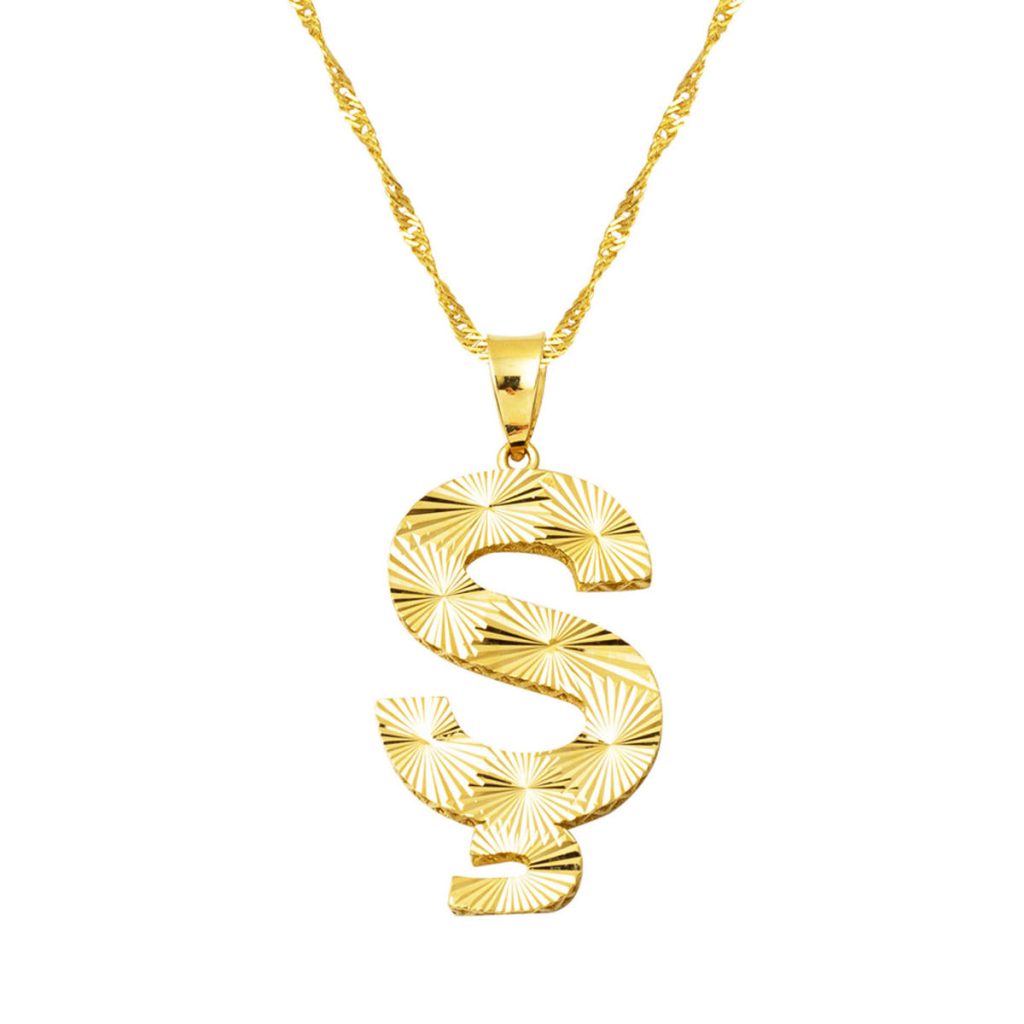 14 Karat Gold 3 Boyutlu İşlemeli Ş Letter Necklace