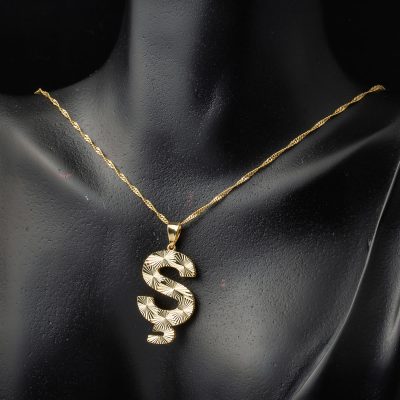 14 Ayar Altın 3 Boyutlu İşlemeli Ş Harf Kolye - 14K - 3.17g - EZ Gold
