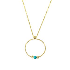 Beaded Hoop Plain Gold Necklace