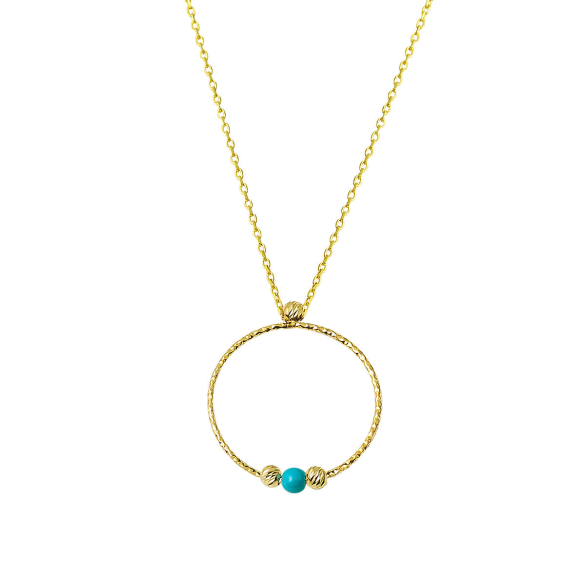Beaded Hoop Plain Gold Necklace