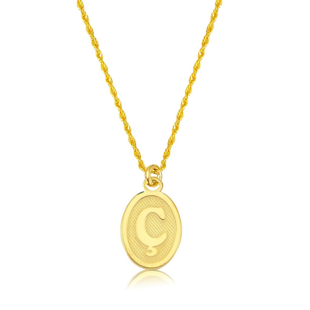 Ç Letteri Oval Gold Necklace