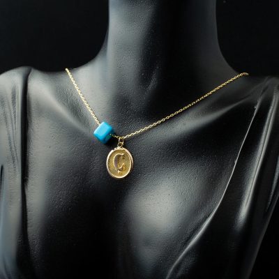 Ç Harfi Oval Altın Kolye - 14K - 1.24g - EZ Gold