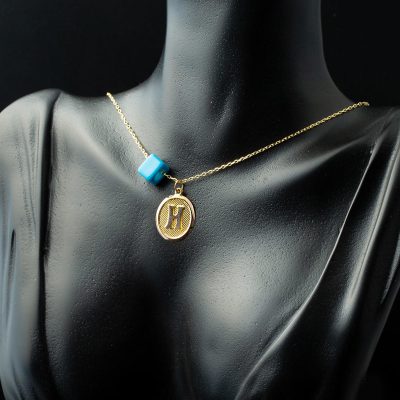 H Harfi Oval Altın Kolye - 14K - 1.29g - EZ Gold
