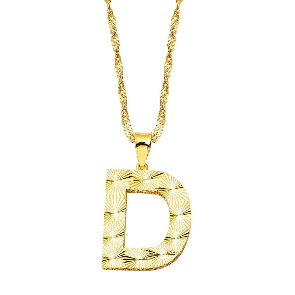 D Letteri 3 Boyutlu Gold Necklace