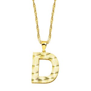 D Letteri 3 Boyutlu Gold Necklace