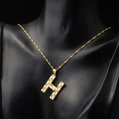 H Harfi 3 Boyutlu Altın Kolye - 14K - 4.54g - EZ Gold