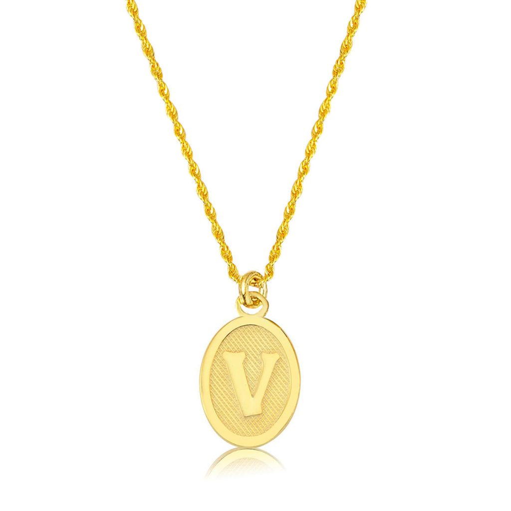 V Letteri Oval Gold Necklace