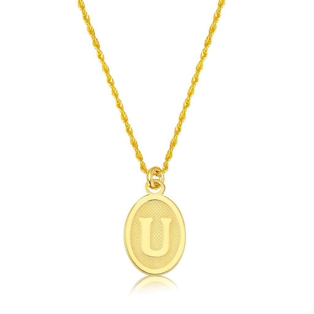 U Letteri Oval Gold Necklace
