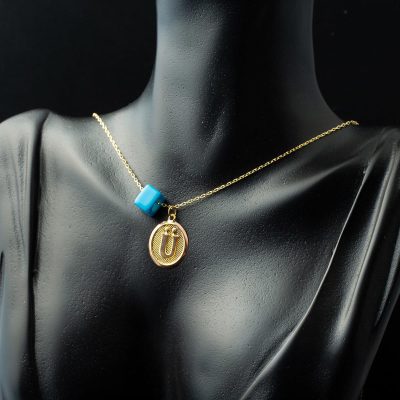 Ü Harfi Oval Altın Kolye - 14K - 1.28g - EZ Gold