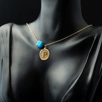 P Harfi Oval Altın Kolye - 14K - 1.28g - EZ Gold
