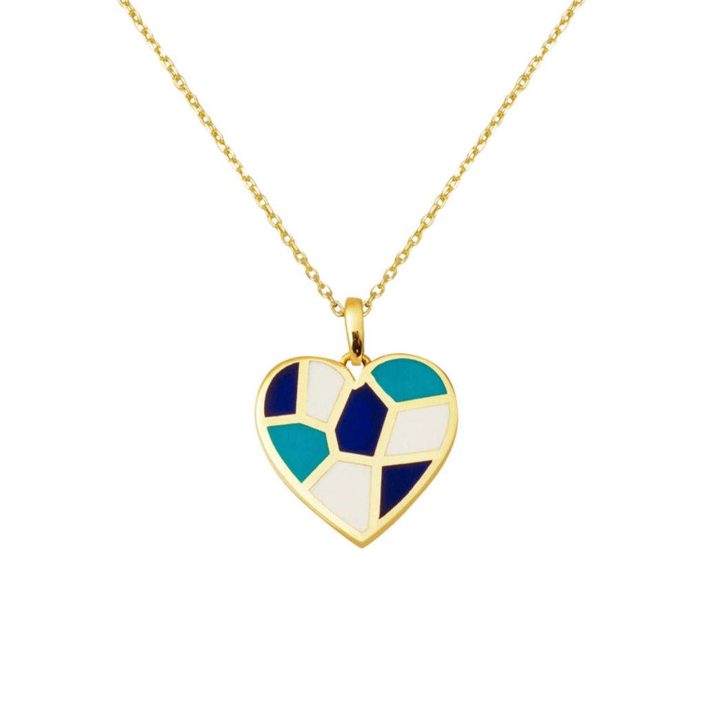 14 Karat Enamel with Heart Gold Necklace