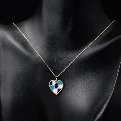 14 Carats Émaillé avec Cœur Or Collier - 14K - 2.45g - EZ Gold