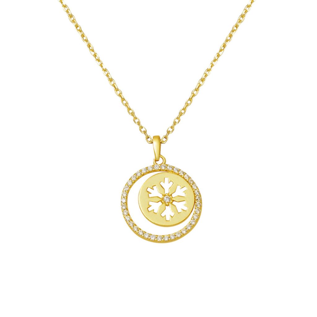 Snowflake Yellow Gold Necklace
