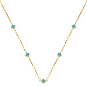 Turkuaz with Clover Van Cleef 14 Karat Gold Necklace