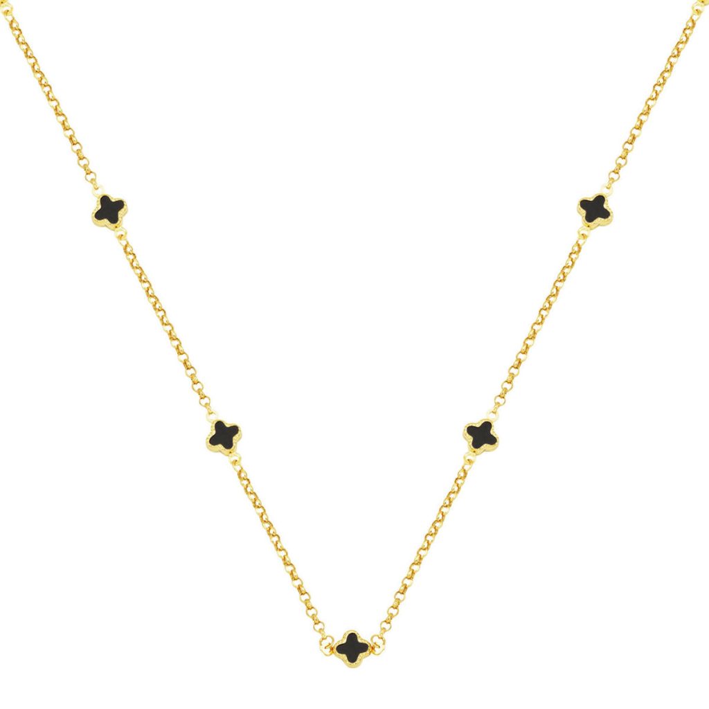 Oniks with Stones Van Cleef Gold Necklace 14 Karat