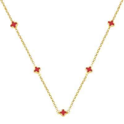 Rouge avec Trèfle 14 Carats Doc Zincirli Collier