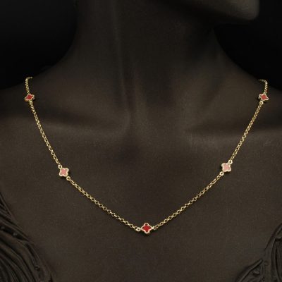 Rouge avec Trèfle 14 Carats Doc Zincirli Collier - 14K - 4.11g - EZ Gold