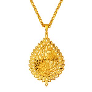 Işıltılı Leaf Model 14 Karat Gold Necklace