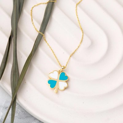 avec Trèfle Spor 14 Carats Or Collier - 14K - 2.13g - EZ Gold