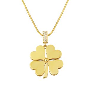 Dört Leaflı Clover Necklace 14 Karat Large Boy