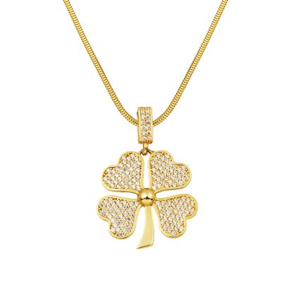 4 Feuillelı Trèfle 14 Carats Or Collier