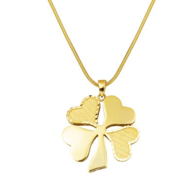 Mesh Desenli Clover Necklace 14K 2,5cm Çaplı