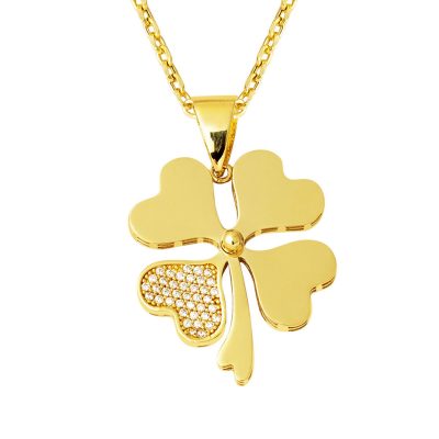 4 Feuillelı Trèfle 14 Carats Or Collier