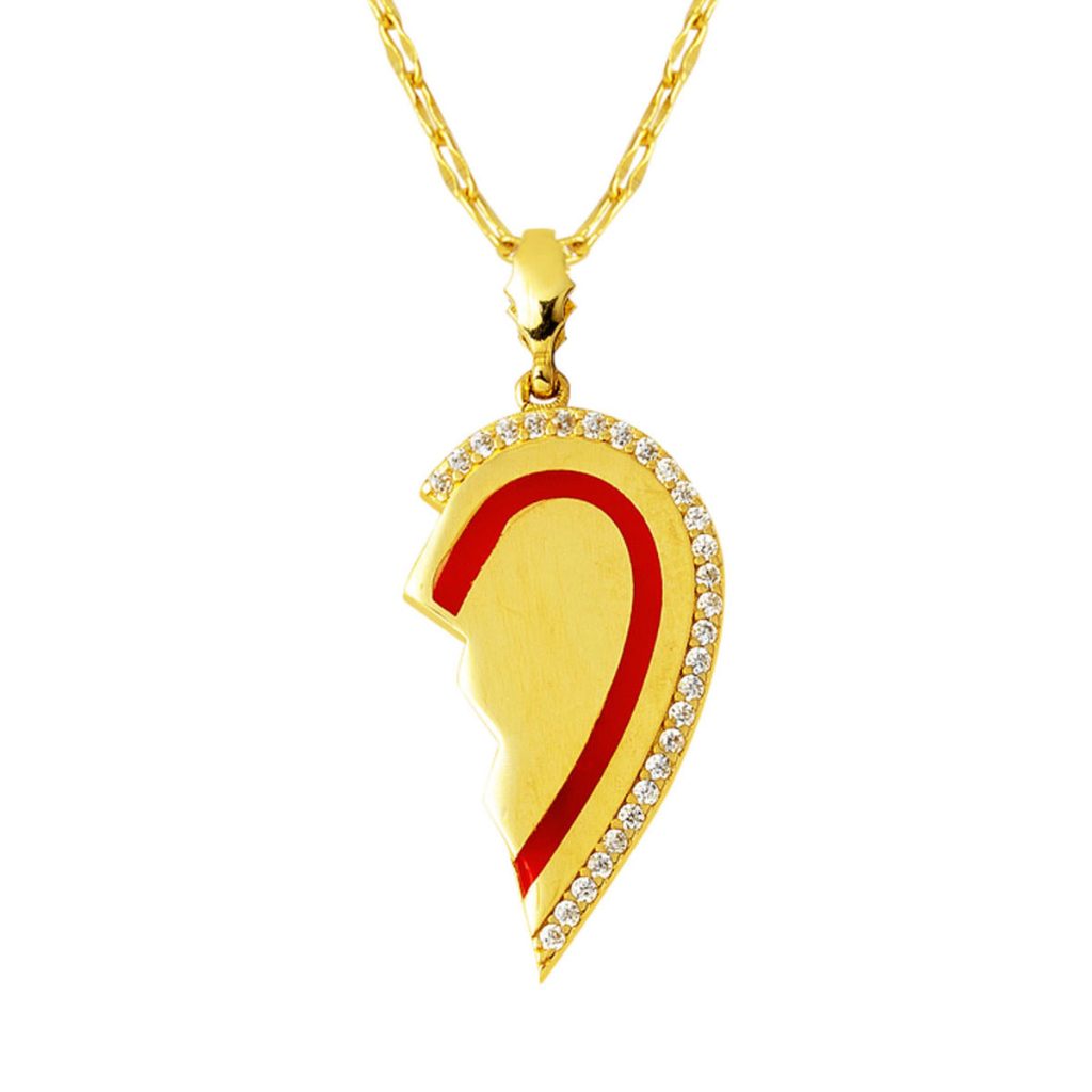 14 Carats Demi Coeur Or Collier