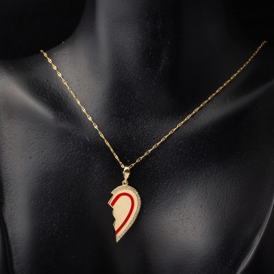 14 Carats Demi Cœur Or Collier - 14K - 3.1g - EZ Gold