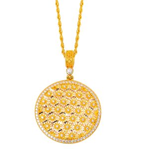 Fleur de Vie avec Étoiles Or Collier