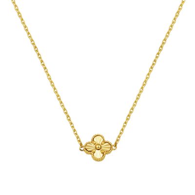 avec Trèfle 14 Carats Jaune Or Femme Collier