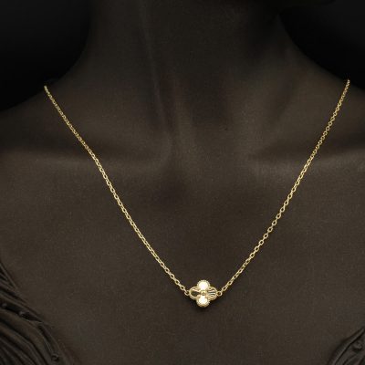 avec Trèfle 14 Carats Jaune Or Femme Collier - 14K - 1.71g - EZ Gold