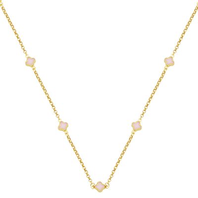 Rose avec Trèfle 14 Carats Créole Zincirli Collier