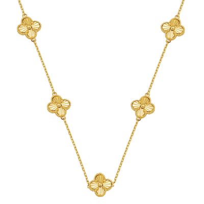 avec Trèfle Spor sans Pierre 14 Carats Or Collier