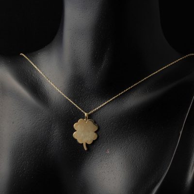 Trèfle İsim Yazılabilen Or Collier - 14K - 2.3g - EZ Gold