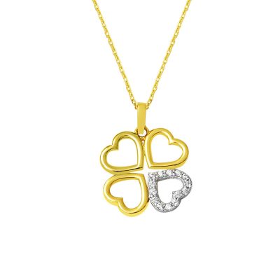 14 Carats Or Cœur Trèfle Collier
