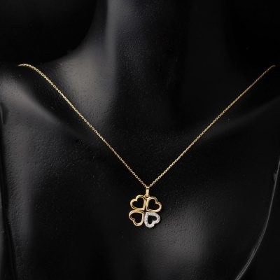 14 Carats Or Cœur Trèfle Collier - 14K - 1.88g - EZ Gold