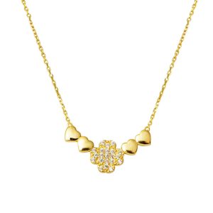 14 Carats avec Trèfle Cœurler Or Collier