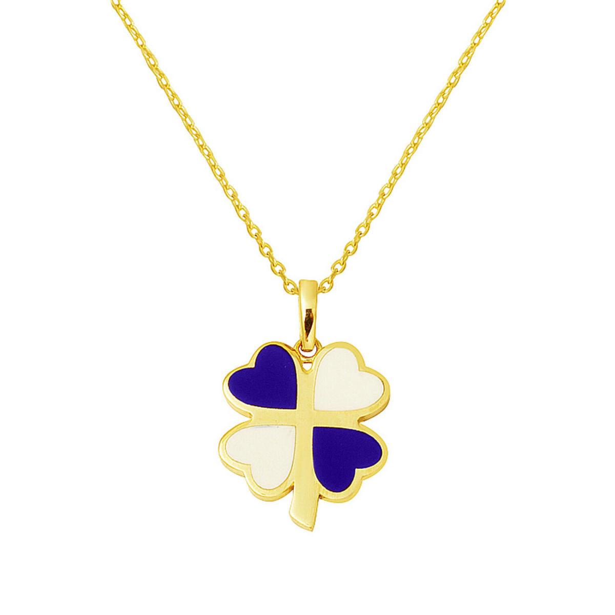 Colored Enamel Clover 14 Karat Gold Necklace