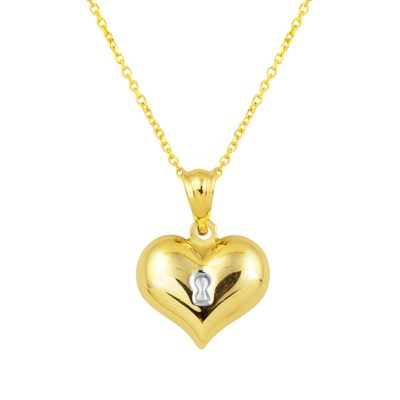 Kilit Desenli Heart 14K Gold Necklace
