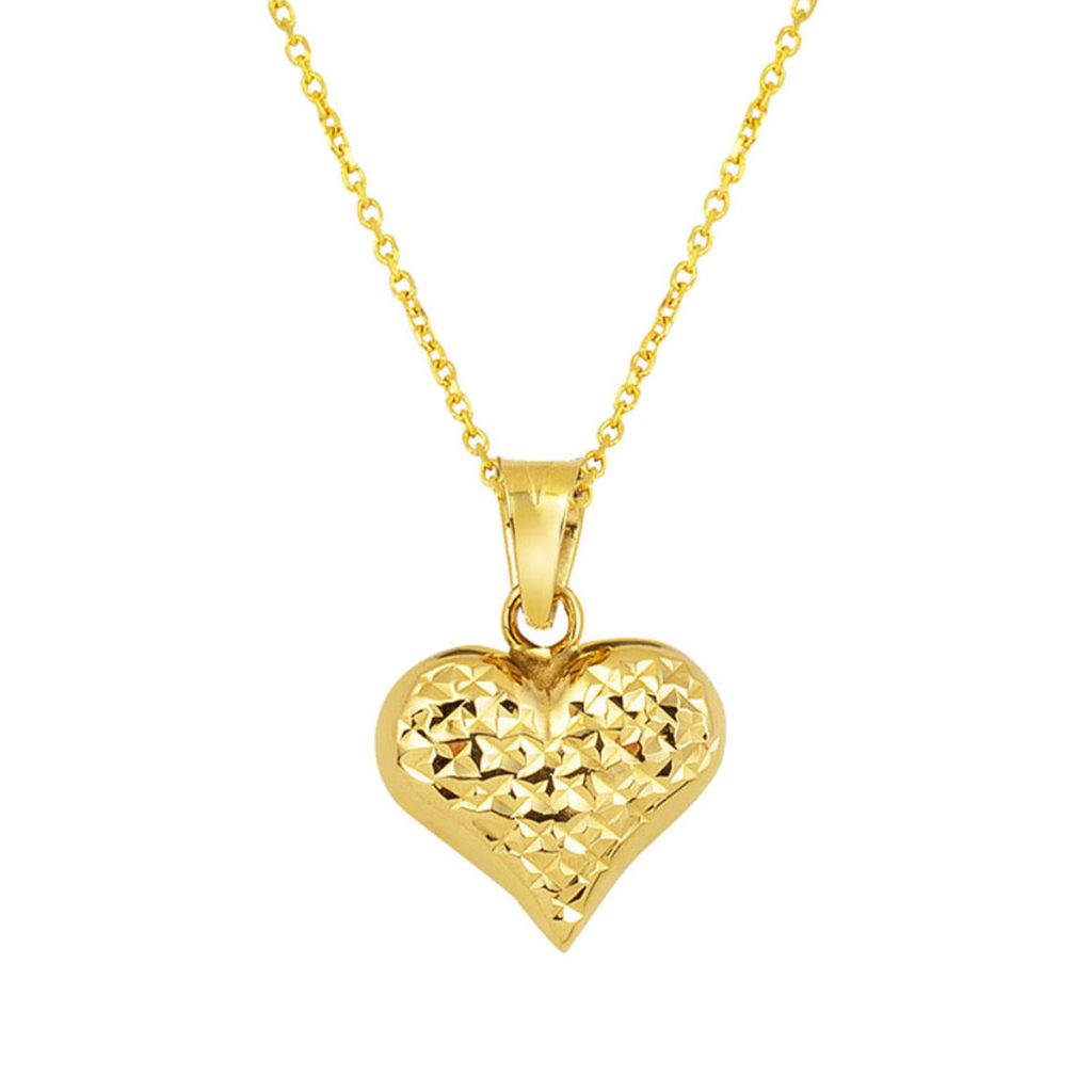 Kalem Desenli Coeur Or Collier 14 Carats