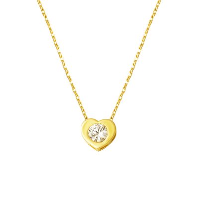 Solitairelı 14 Carats Or Cœur Collier