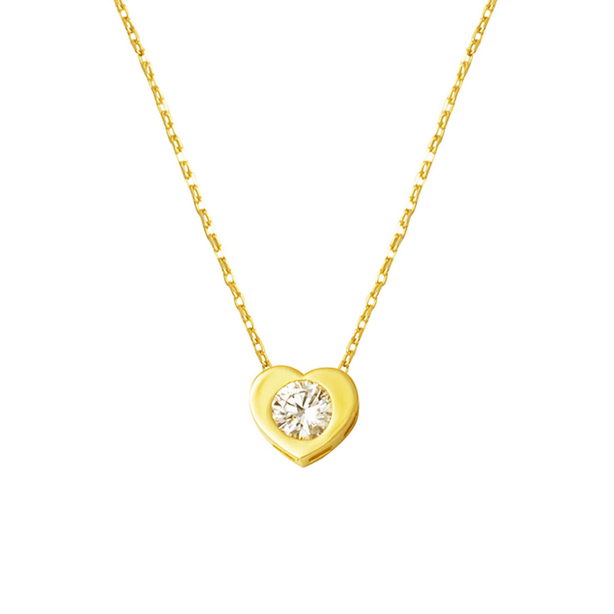 Tek avec Pierres 14 Carats Or Coeur Collier