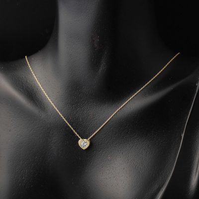 Solitairelı 14 Carats Or Cœur Collier - 14K - 1.58g - EZ Gold