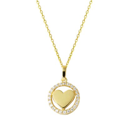Aşk Çemberi İçinde avec Cœur Or Collier