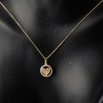 Aşk Çemberi İçinde avec Cœur Or Collier - 14K - 2.14g - EZ Gold