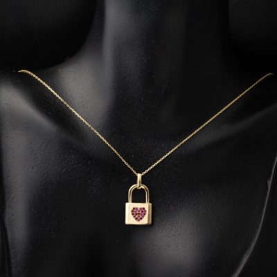 with Heart Asma Kilit Gold Necklace - 14K - 2.67g - EZ Gold