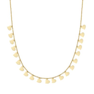 à Rangs Cœurler Top Zincirli Or Collier