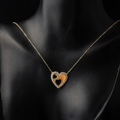 Kalbimin İçinde 2 with Heart Gold Necklace - 14K - 2.27g - EZ Gold